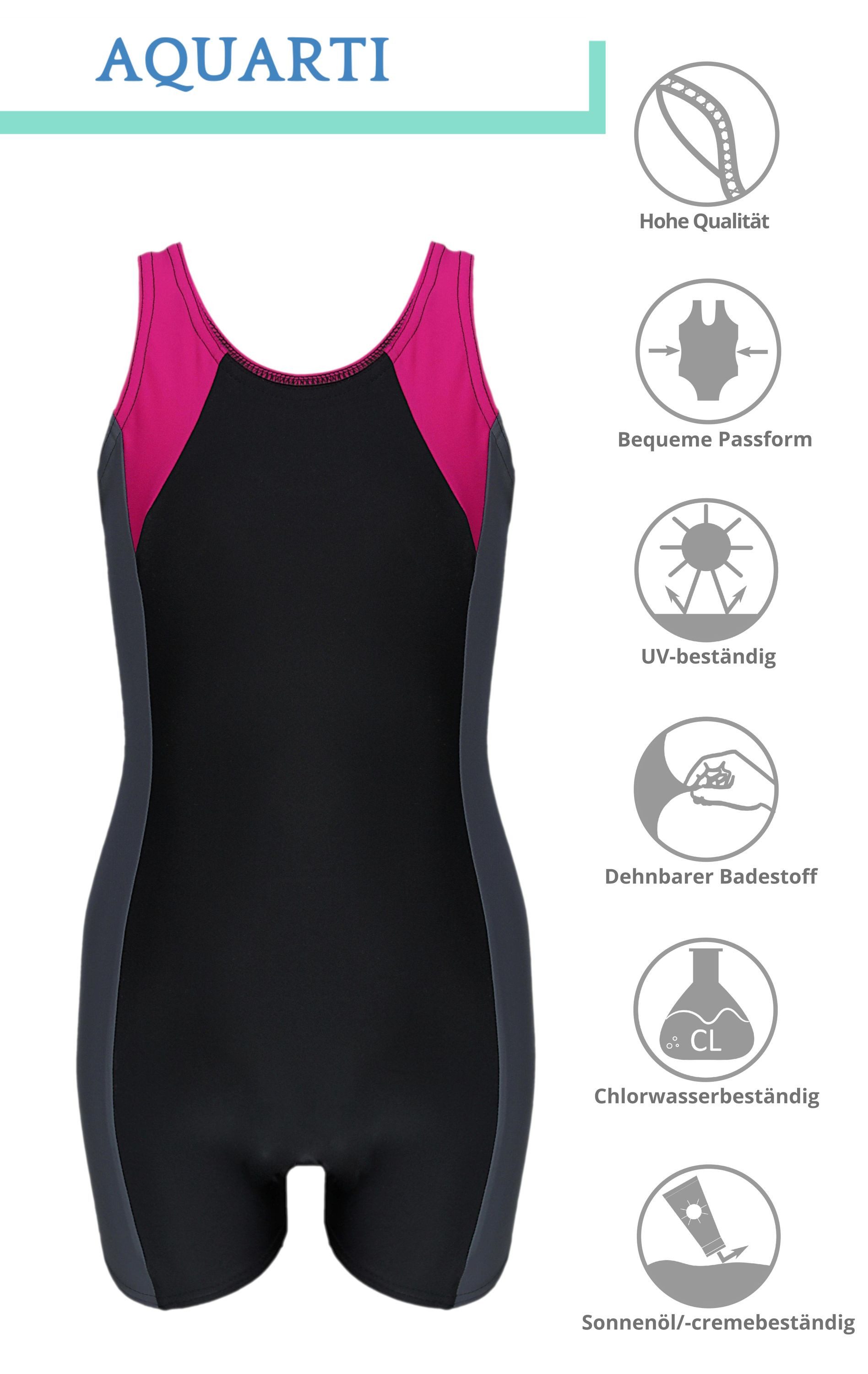Aquarti Badeanzug Aquarti Mädchen Badeanzug mit Bein Ringerrücken
