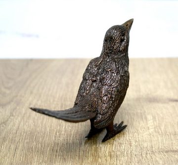 Bronzeskulpturen Skulptur Bronzefigur kleiner Vogel mit geschlossene Flügel