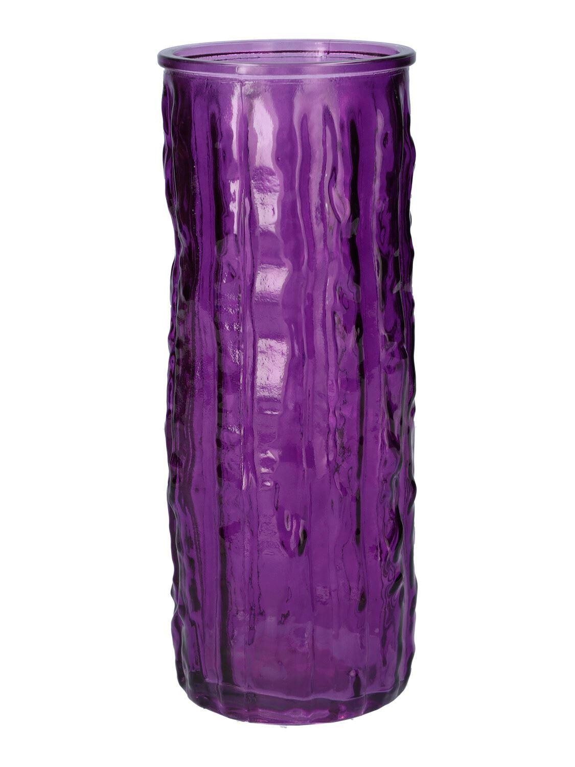 INNA-Glas Dekovase Dekovase ANJANKA aus Glas, dunkellila, 25cm, Ø9,5cm