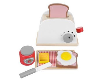 KRUZZEL Kinder-Toaster Holz-Toaster mit Zubehör: Kinderküchen-Spielset, (Spielzeug-Küchenset, Spielzeug-Toaster-Set für Kinder), Holzspielzeug-Toaster für kreativen Spielspaß.