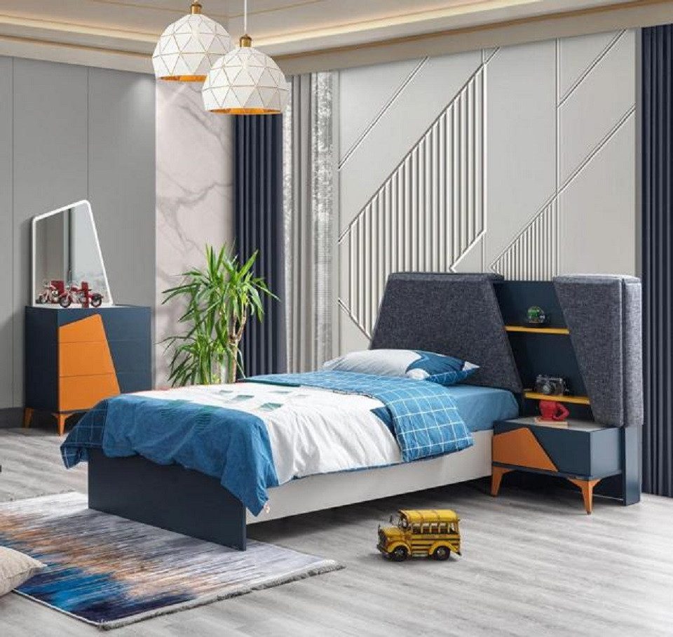 Xlmoebel Jugendzimmer-Set Hochwertiges Jugendmöbel-Set in Blau mit Bett und Nachttisch, (3-tlg., 3tlg.Set(Kinderbett+Nachttisch+Kommode), Hergestellt in Europa