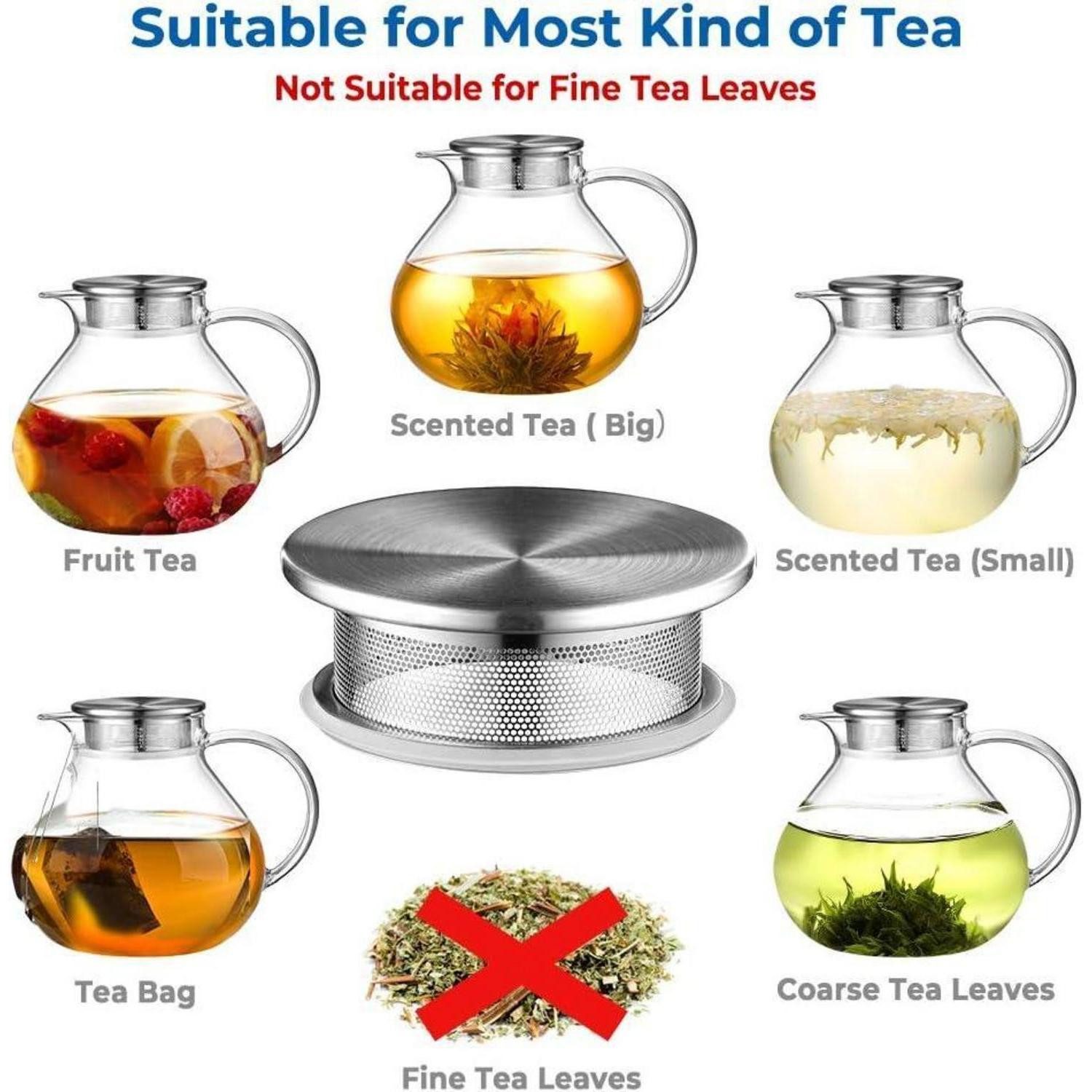 LuxusKollektion Teekanne Teekanne Borosilicate Glas 1400ml Type1 Silberne Teekanne 1400 ml