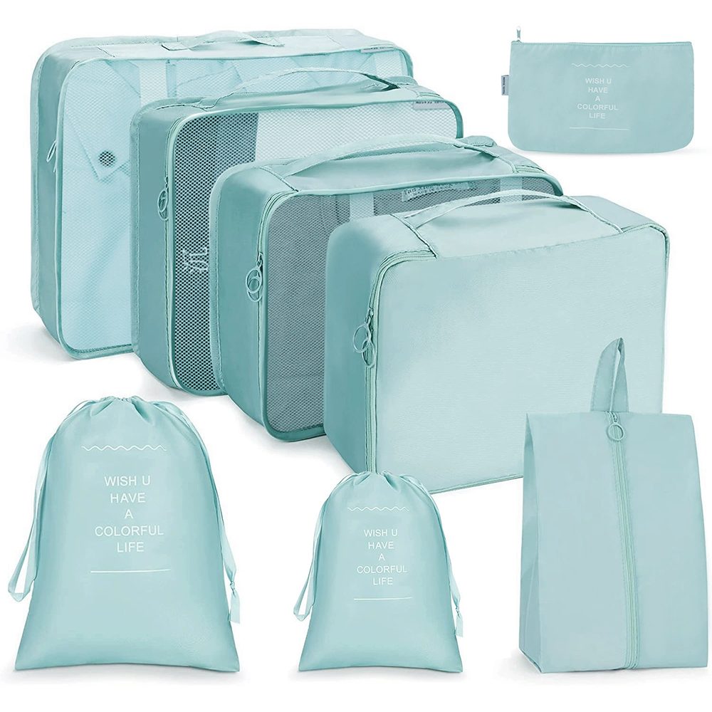 Agger Kofferorganizer 8 Stück Packwürfel,wasser Reisekleidertaschen,für Urlaub und Reisen (8-tlg), Leicht,atmungsaktiv mit Mesh-Oberseite, mit Kosmetiktasche