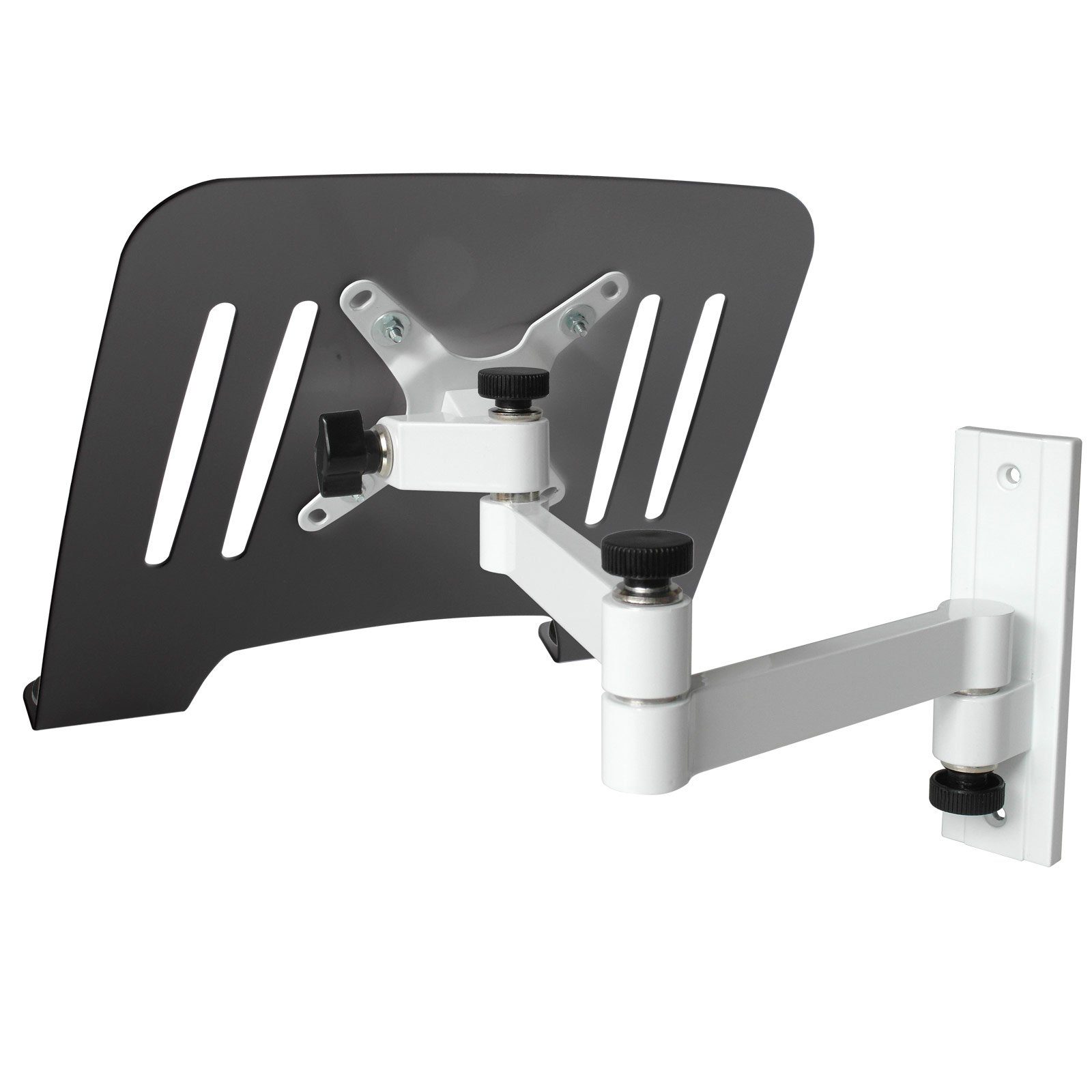 Drall Instruments TV-Wandhalterung L52W-IP3BK, (2-tlg., Laptop Wandhalterung Halterung weiß mit Notebook Adapterplatte schwarz)