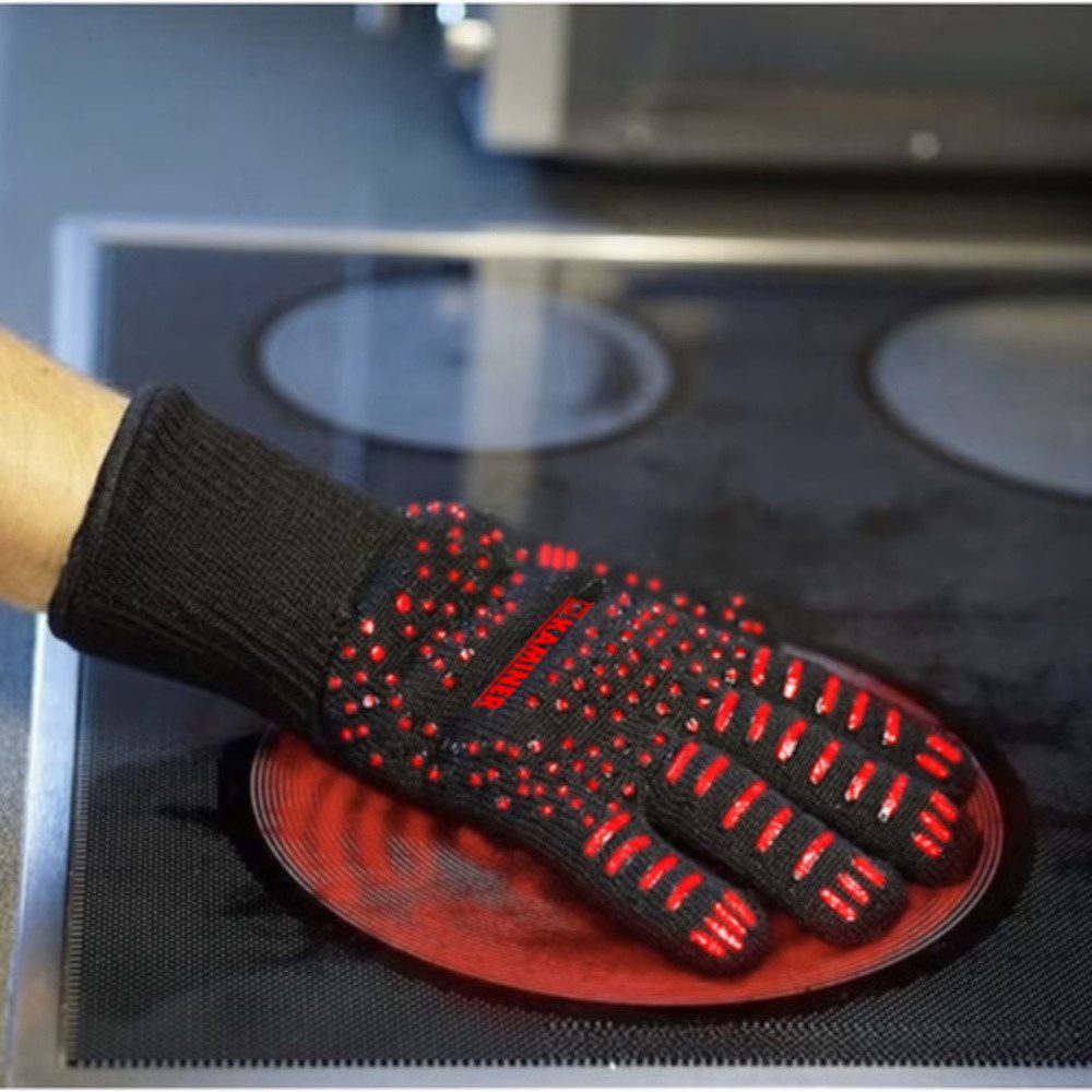Kaminer Grillhandschuhe Hitzebeständige Handschuhe, (Spar-Set, hitzebeständig), Perfekt für Grill, Kamin, Backofen oder Lagerfeuer