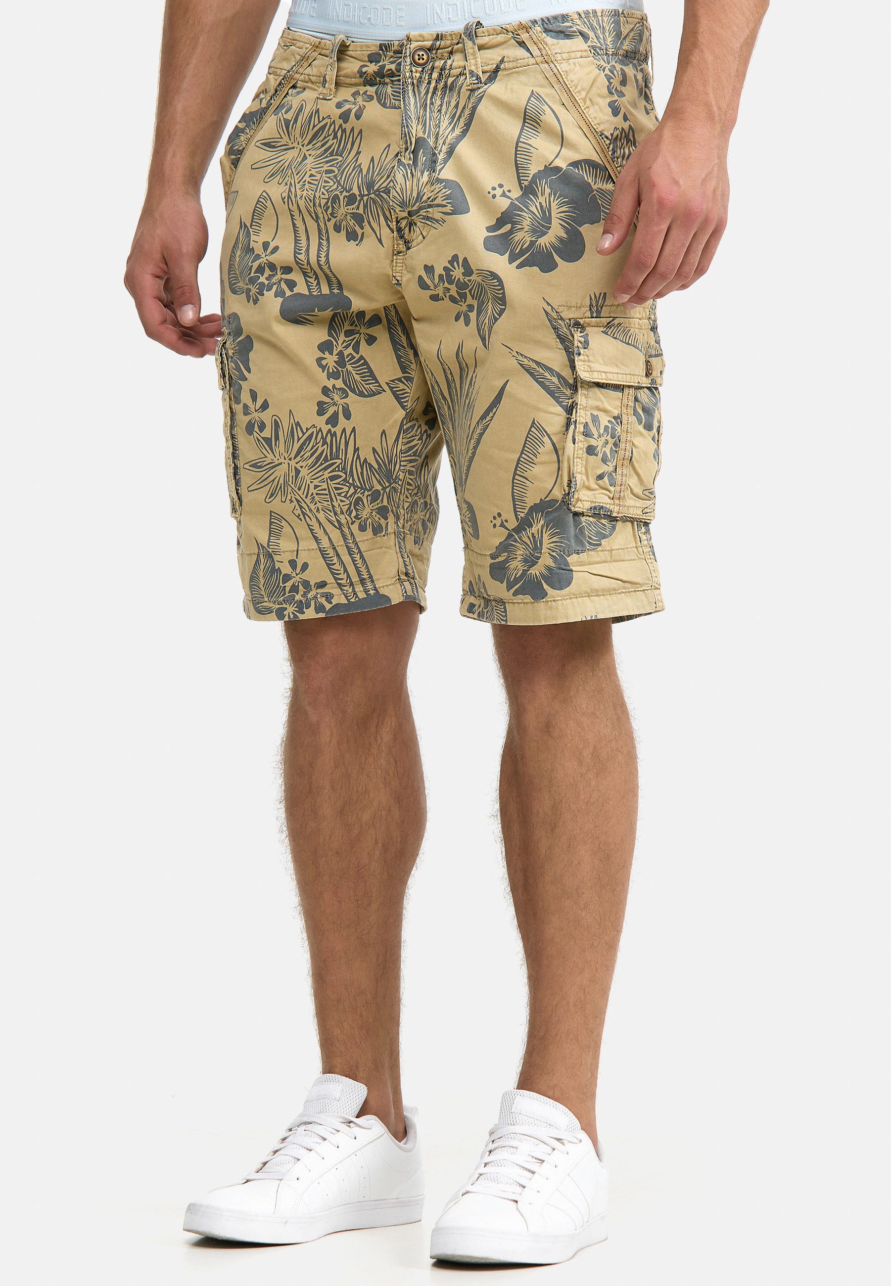 Indicode Cargoshorts Herren Albert Cargo Shorts Herrenshorts Hawaiishorts mit 6 Taschen, 100% Baumwolle