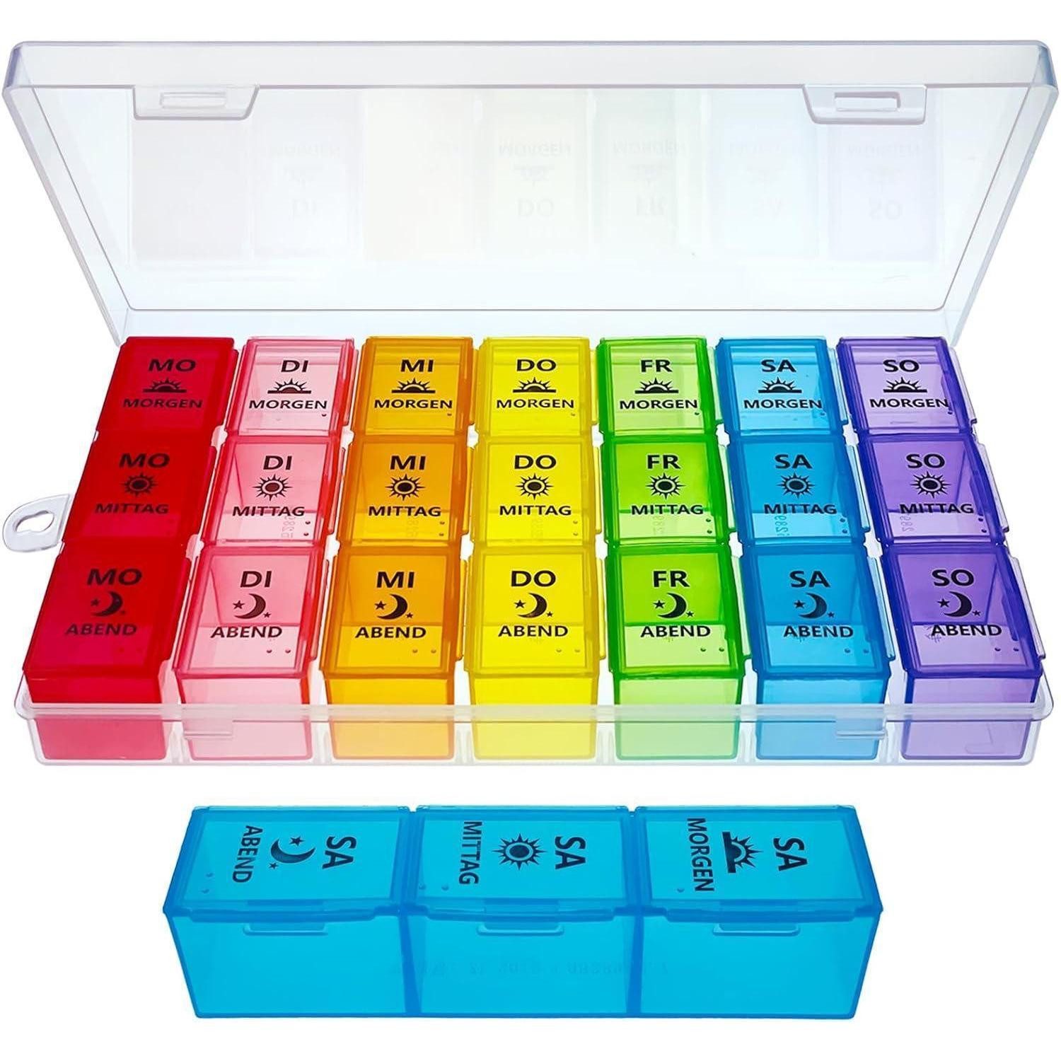 Pillendose Tablettenbox 7 Tage Pillendose 3 Große Fächer Medikamentenbox