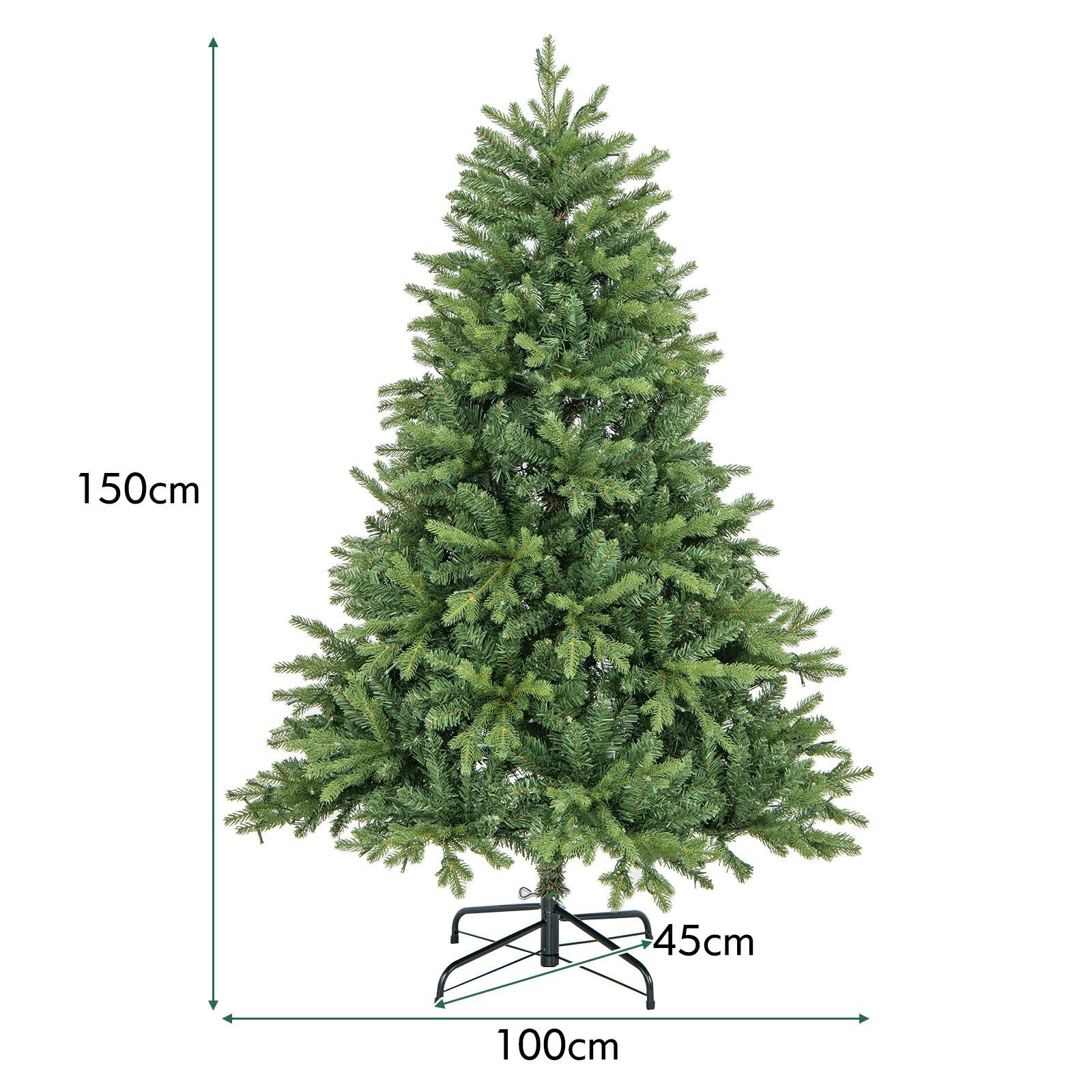 COSTWAY Künstlicher Weihnachtsbaum, 150cm, mehrfarbige LEDs, 11 Lichtmodi