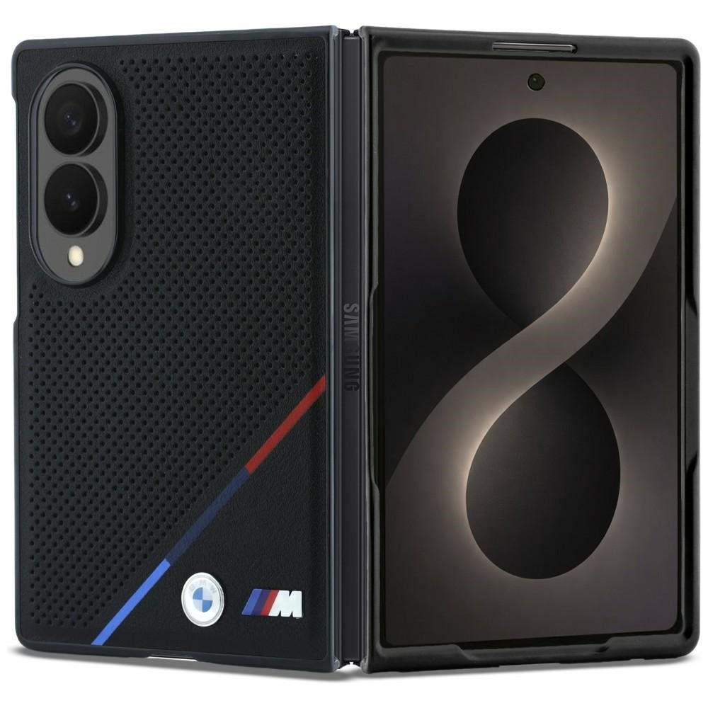 BMW Handyhülle Galaxy Z Fold 8 MagSafe Tricolor gelocht Kunstleder schwarz M-Logo 7,6 Zoll, Kantenschutz