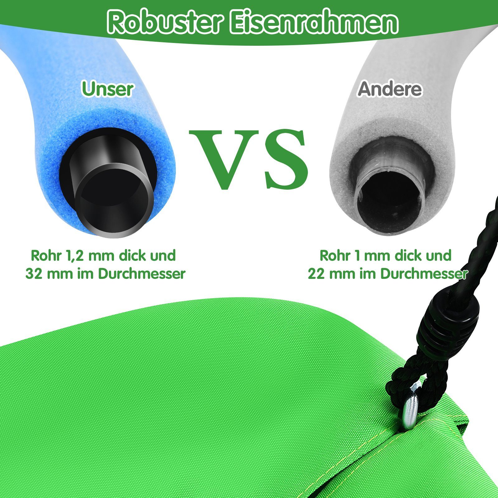COSTWAY Nestschaukel Hängeschaukel, 81 x 152cm, mit verstellbaren Seilen