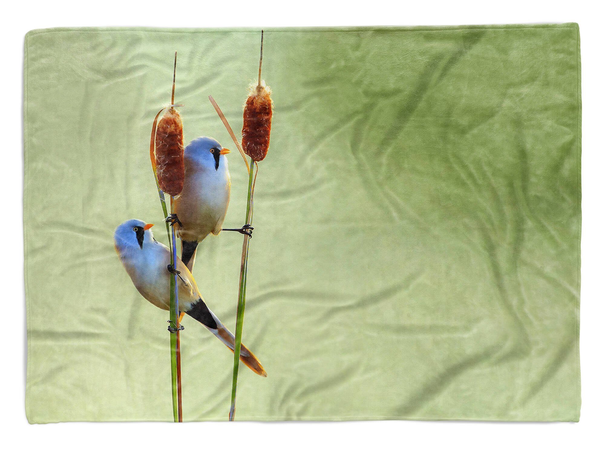 Sinus Handtücher Saunatuch Strandhandtuch kleine Kuscheldecke Handtuch mit (1-St), Vögel Tiermotiv auf Baumwolle-Polyester-Mix Art R, Handtuch