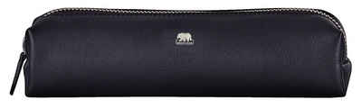 Brown Bear Schreibgeräteetui Modell 3041 - mittleres Schreibgeräteetui mit Reißverschluss, für Damen und Herren aus Echtleder Farbe Schwarz Nappa