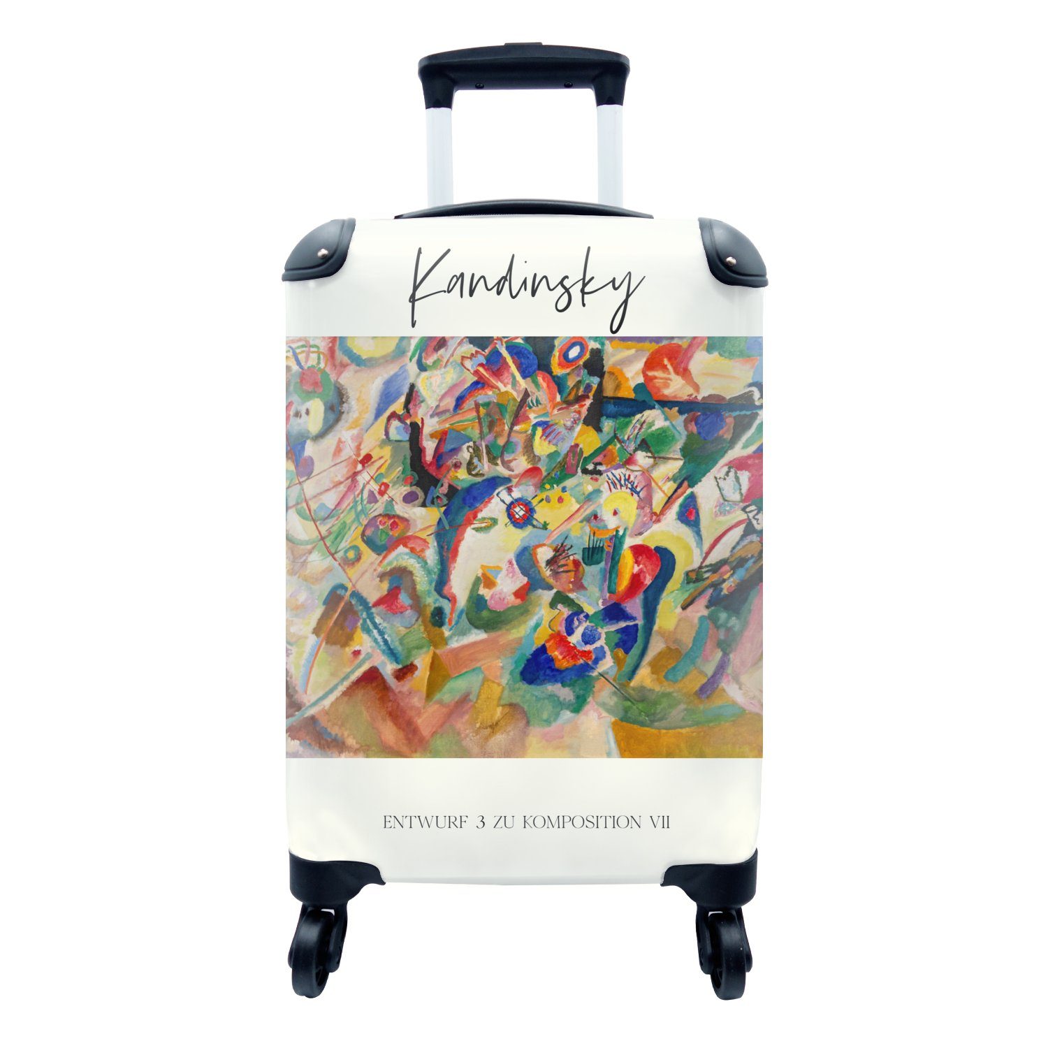 MuchoWow Handgepäckkoffer Kandinsky - Entwurf 3 zu komposition VII, 4 Rollen, Reisetasche mit rollen, Handgepäck für Ferien, Trolley, Reisekoffer