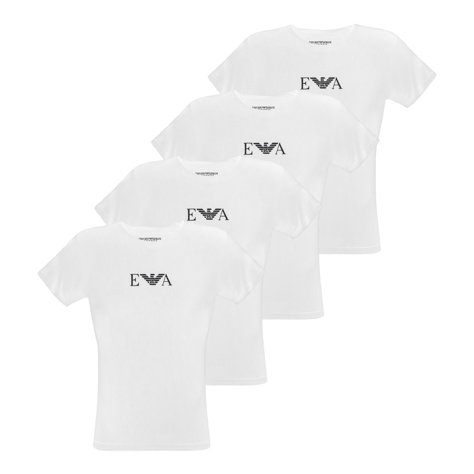 Emporio Armani Unterziehshirt Cotton Stretch (4-St) mit Logoprint auf der Brust 04710 white