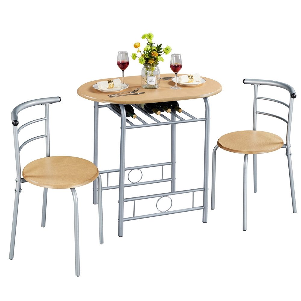 Yaheetech Esszimmer-Set Essgruppe mit 2 Stühlen, Esszimmergruppe 3-teilig
