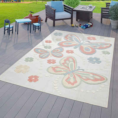 Kinderteppich Kinderzimmer Outdoor Teppich Kinder Spielteppich Schmetterlinge, TT Home, rechteckig, Höhe: 10 mm