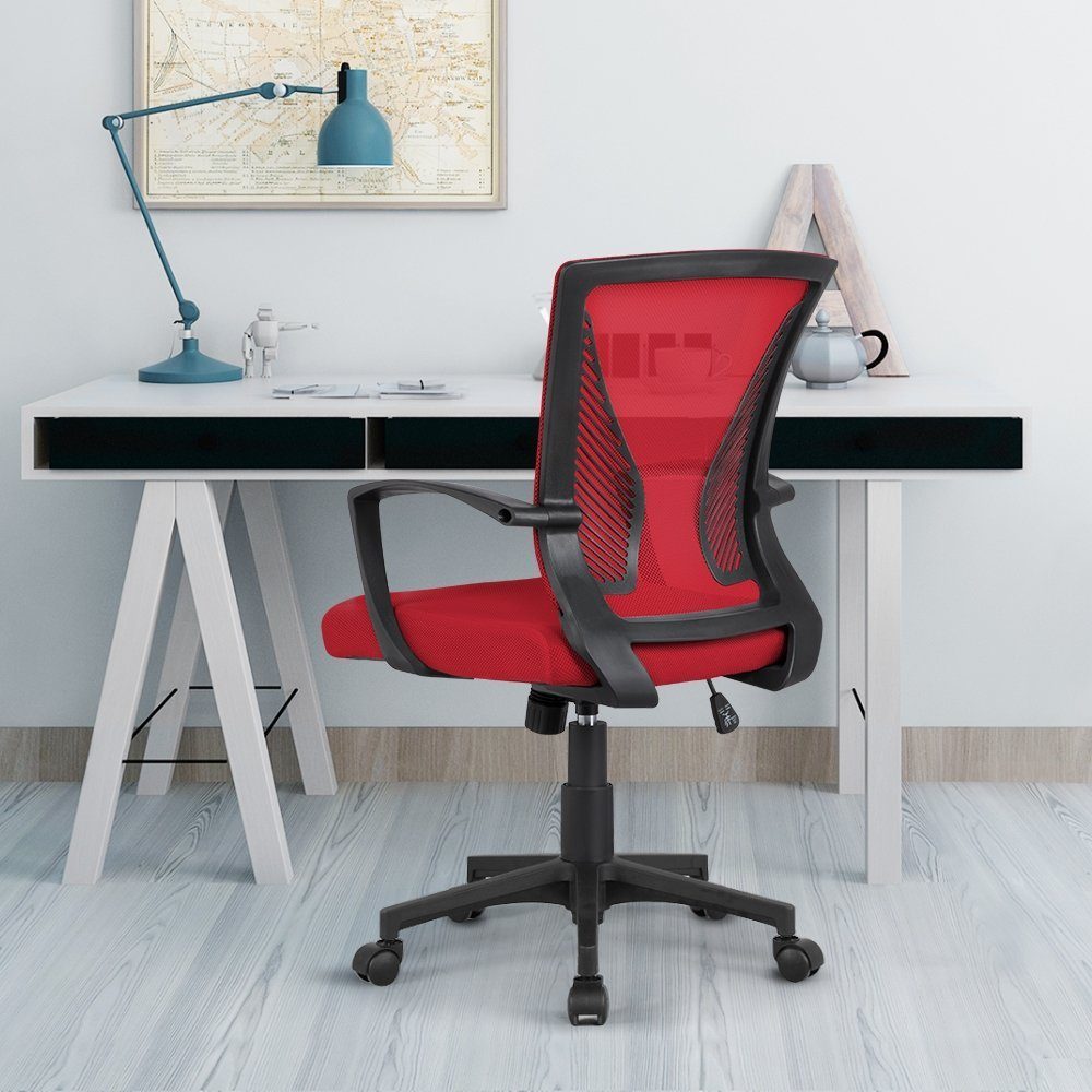 Yaheetech Bürostuhl aus Mesh-Gewebe Höhenverstellbarer Schreibtischstuhl, Ergonomischer Drehstuhl Arbeitsstuhl Computerstuhl mit Wippfunktion – Bild 3 von 5
