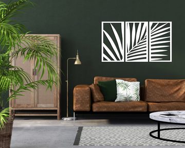 ORNAMENTI Mehrteilige Bilder 3D grosse Wanddeko, Holzbild, Palmblatt, Wandpaneel, tropischer Stil
