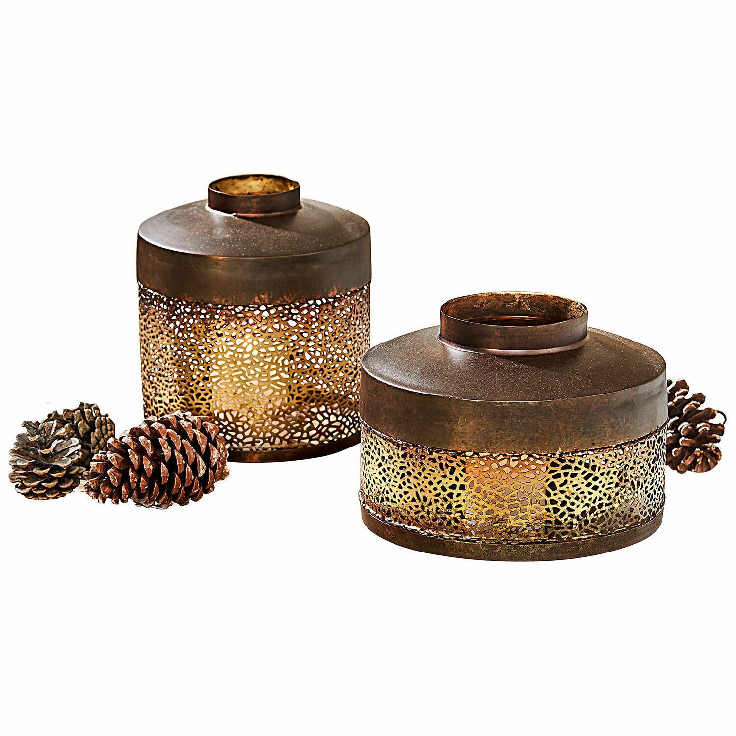 Windlicht Windlicht 2er Set Solindor antikbraun/gold