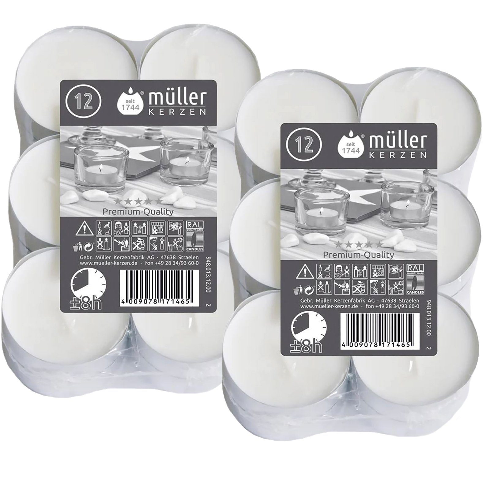 ECI Tools Teelicht 2 x 12er Flat Pack Ø 55 mm Maxi Lichter Teelichter Teelichte (2-tlg)