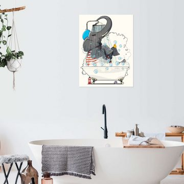 Posterlounge Wandfolie Wyatt9, Elefant in der Badewanne, Badezimmer Illustration