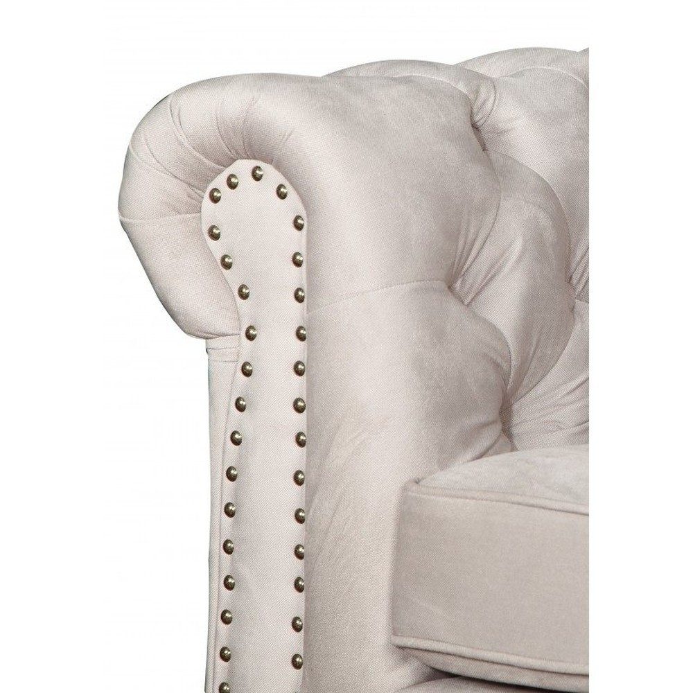JVmoebel Chesterfield-Sofa Beiges Polstersofa mit Bettfunktion und Kunstlederkorpus, Packung, Made in Europa