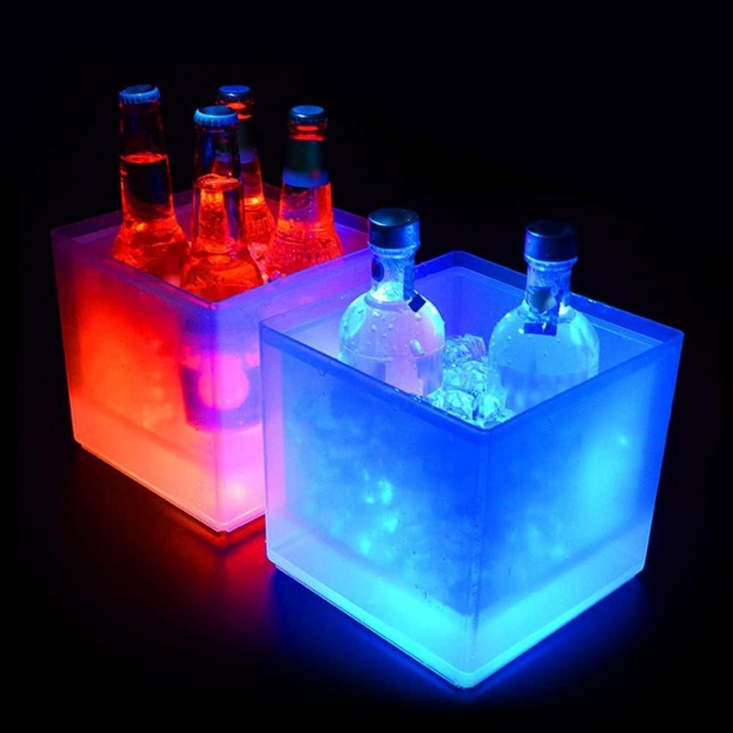LuxusKollektion Cocktail-Set LED Eiswürfelbehälter 3.5L Party Zubehör Wein Sektkühler Wasserdicht
