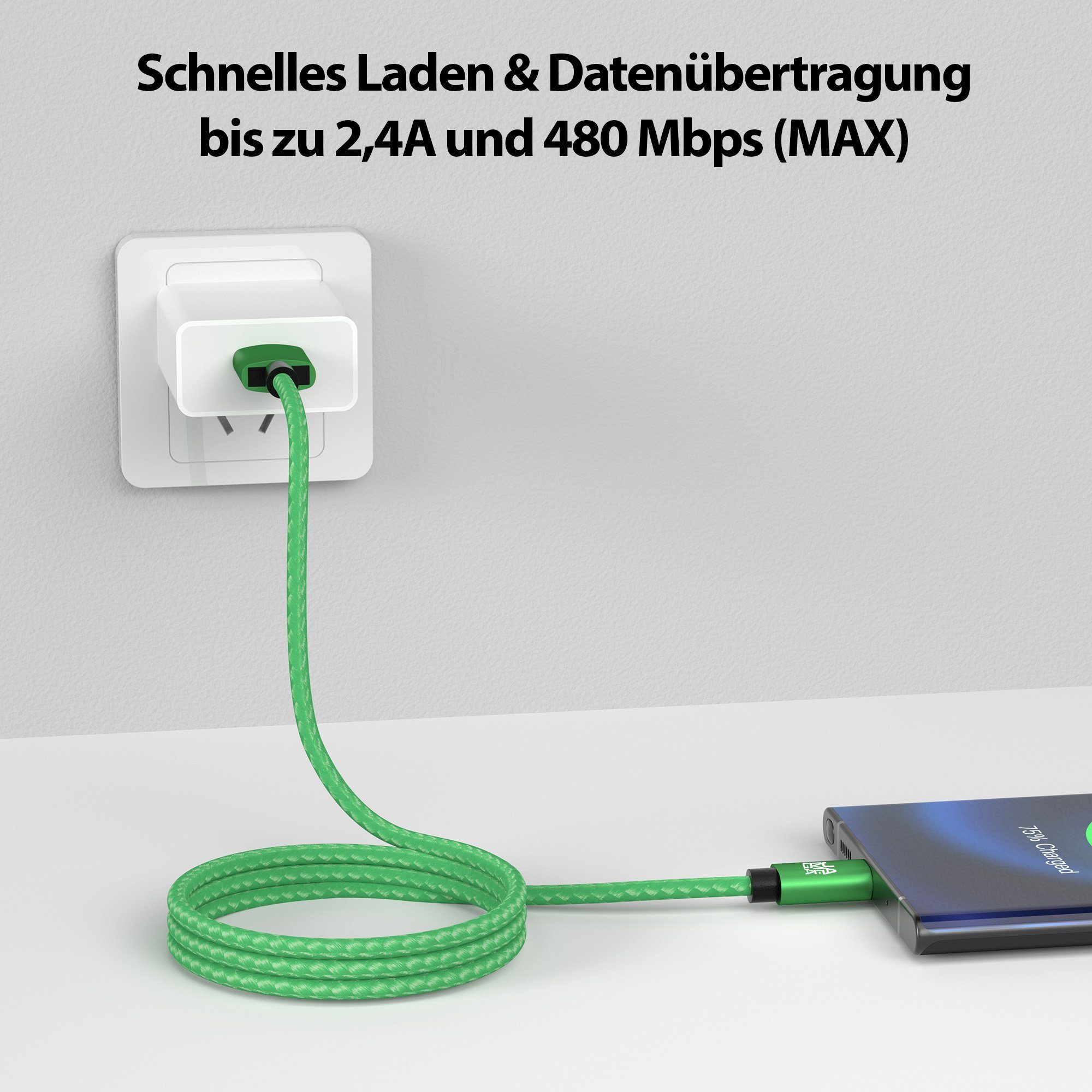 JAMEGA USB-C Datenkabel Ladekabel für Samsung Apple iPhone Huawei Xiaomi uvm. USB-Kabel, USB Typ A, USB Typ C, (50 cm)