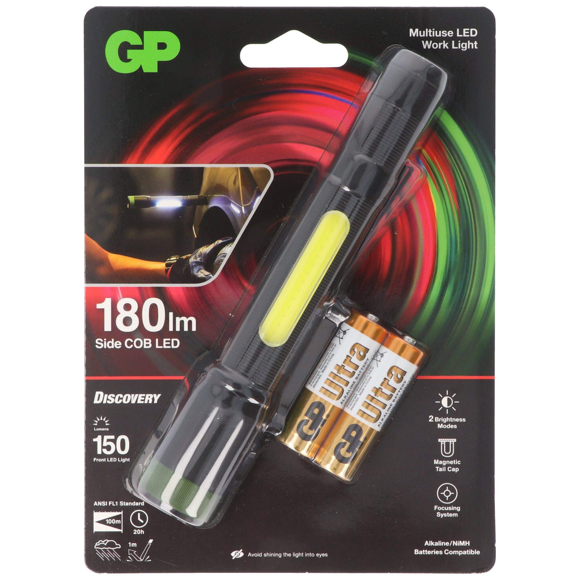 GP Batteries 150 inklusive LED 1,5V Mignon C33 Lumen AA GP Taschenlampe Batterien Taschenlampe 2x