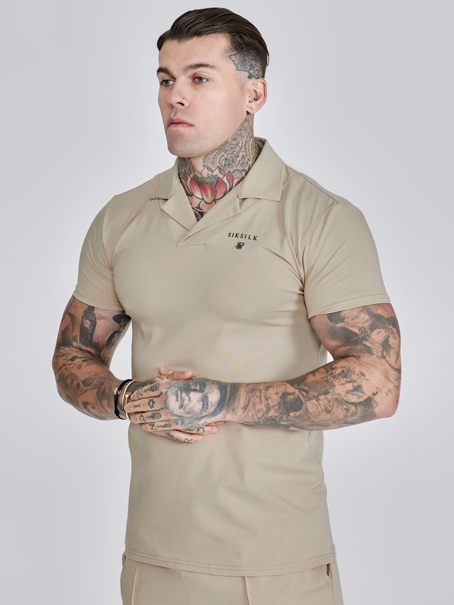 Siksilk Poloshirt SikSilk Herren Beige Polo und Shorts Set günstig online kaufen