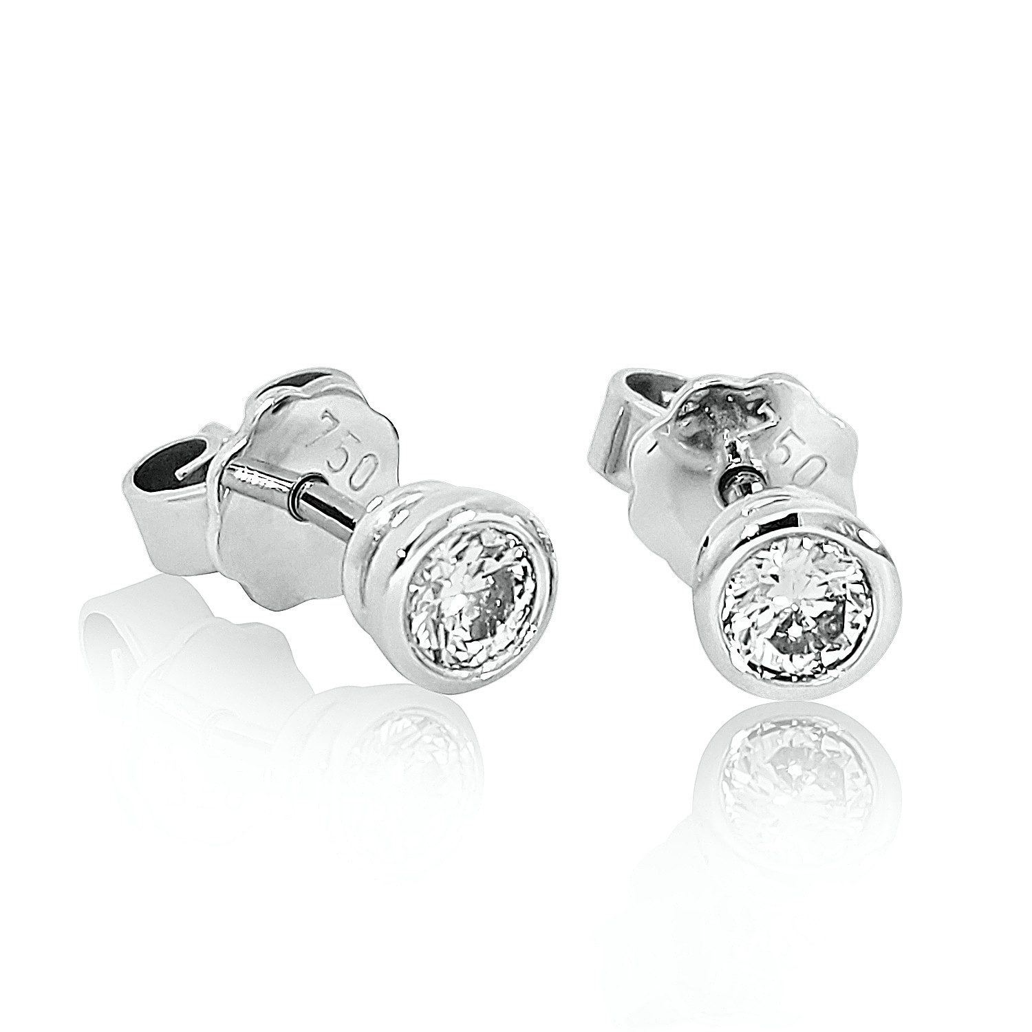 Paar Ohrstecker Ohrstecker 750 Weißgold mit 2 Diamanten Lupenrein (IF) feines weiß (F)