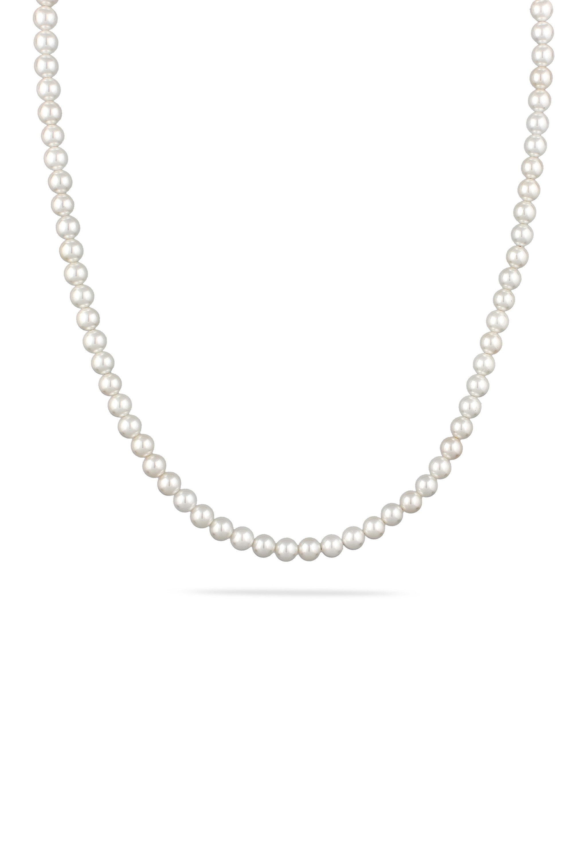 Silberkette Perlenkette Muschelkernperlen Weiß 925 Sterling Silber