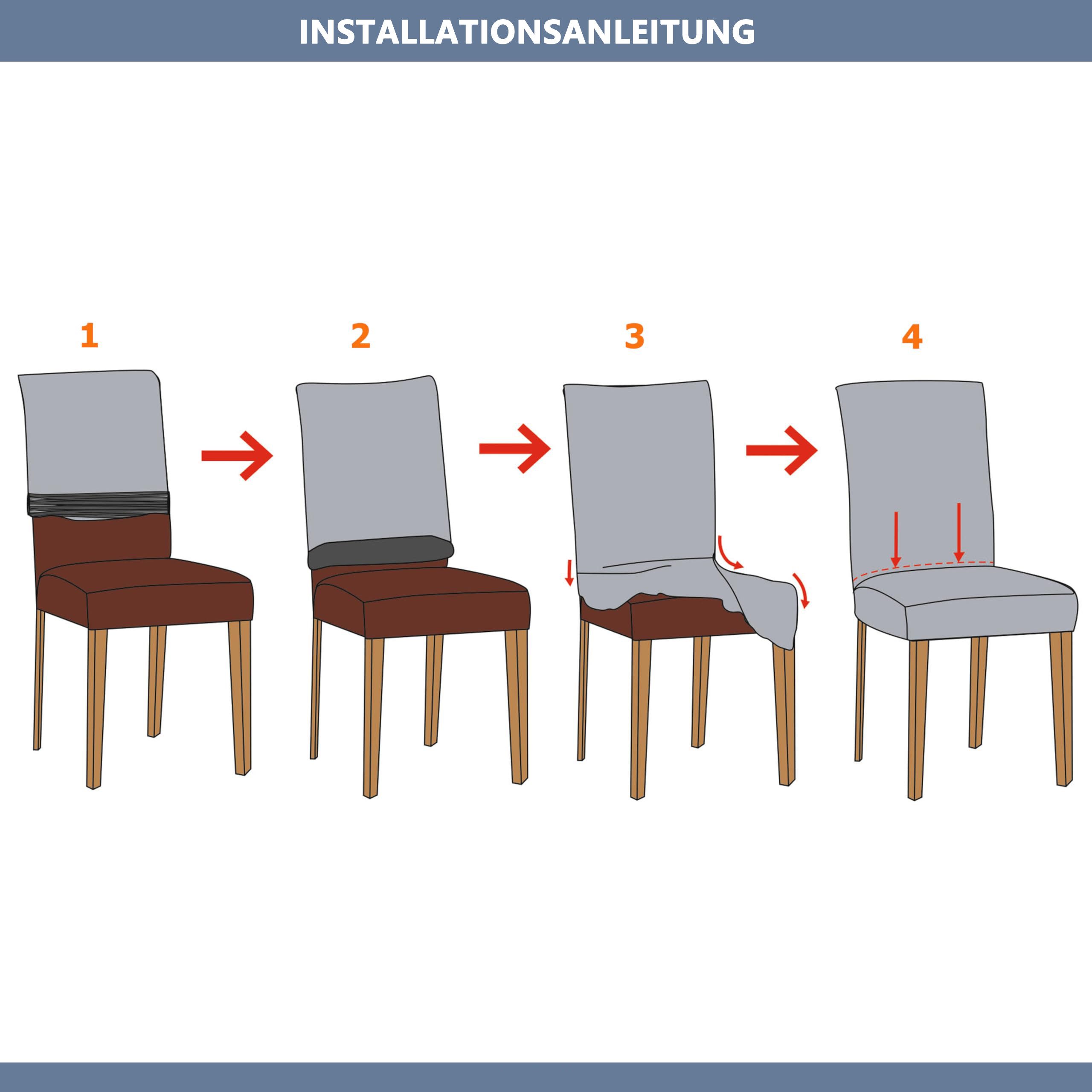 Agger Stuhlhusse Stuhlhussen 4/6er Set Stretch Stuhlbezug, Modernes Muster Abnehmbarer, Waschbar Stuhl Hussen für Wohnzimmer, Esszimmerstühle – Bild 5 von 5