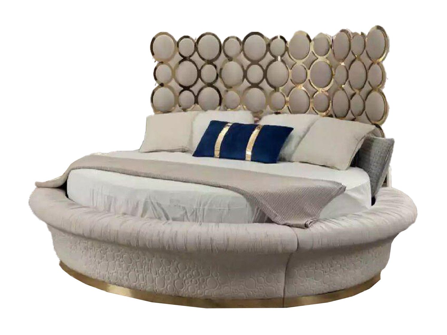 JVmoebel Rundbett Rundes Bett Rund Design Betten Leder Doppel Luxus Hotel Schlaf Zimmer (1-tlg., Bett), Made in Europa