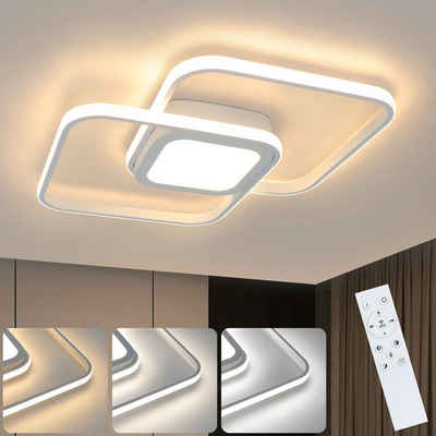 ZMH LED Deckenleuchte Dimmbar Modern - 48W Schlafzimmerlampe mit Fernbedienung, LED fest integriert, 3000-6500k, Metall für Wohnzimmer Kinderzimmer Küche Esszimmer, Weiß