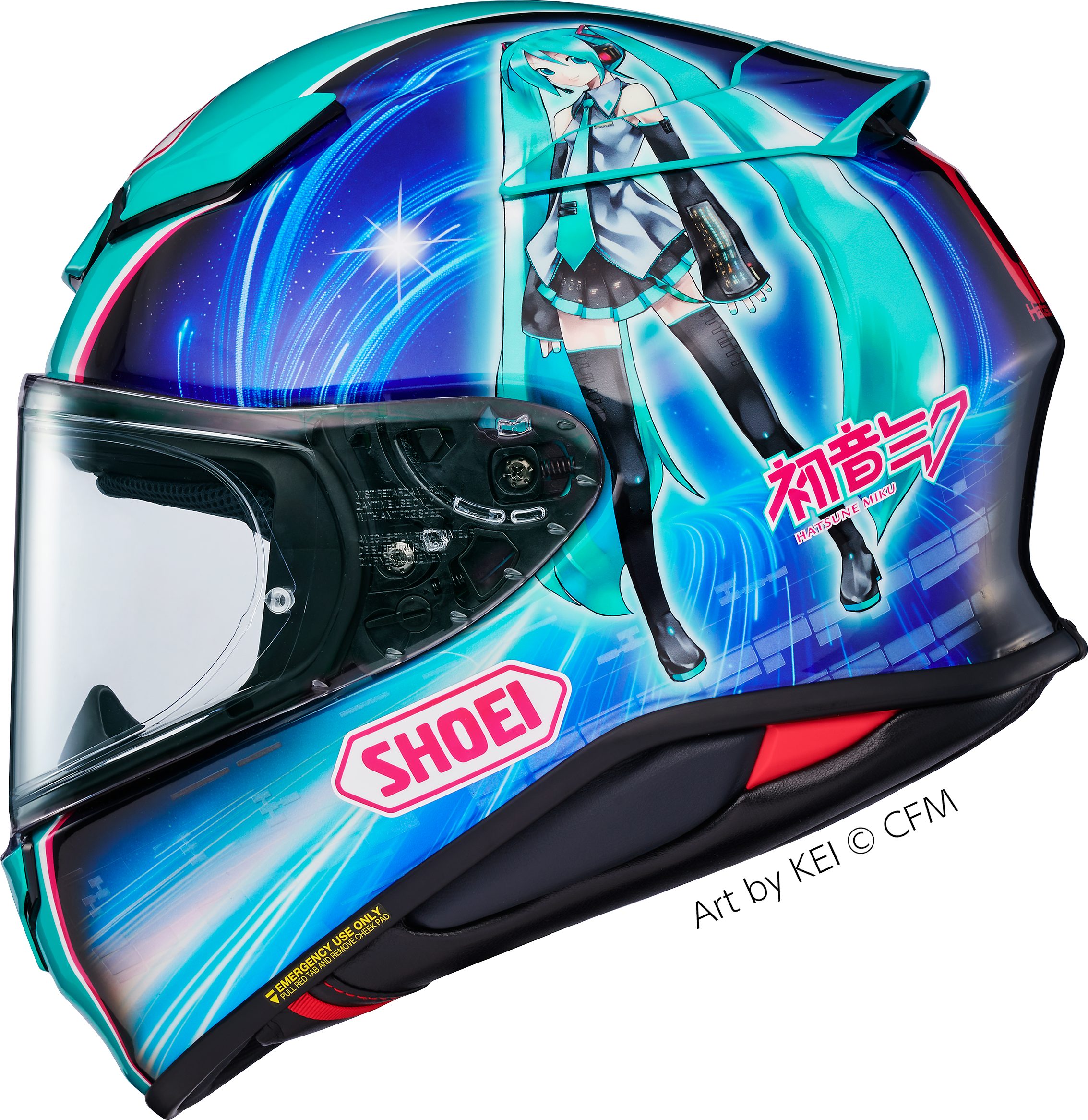 Shoei Motorradhelm, NXR 2 Hatsune Miku TC-4 Motorrad Helm Blau