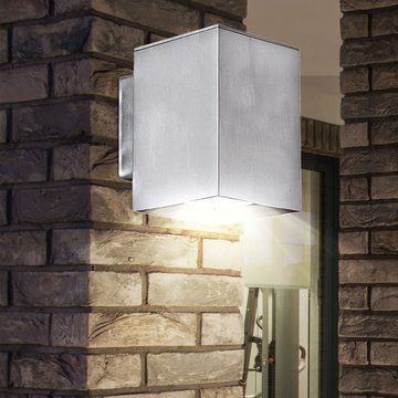 EGLO Außen-Wandleuchte, Leuchtmittel inklusive, Warmweiß, LED Außen Wand Leuchte Energie Spar Alu Lampe Grundstück Down