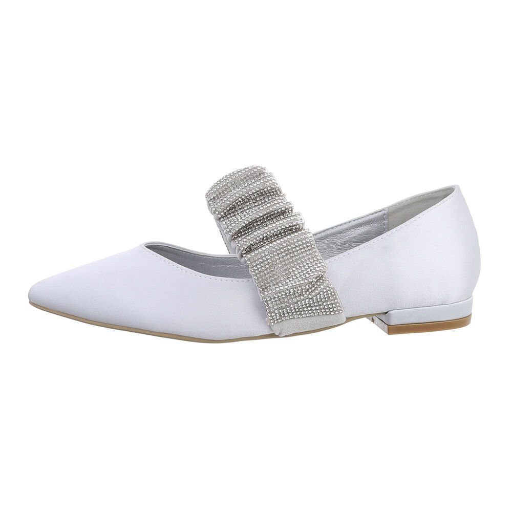 Ital-Design Damen Schlupfschuhe Party & Clubwear Ballerina Blockabsatz Klassische Балетки in Silber