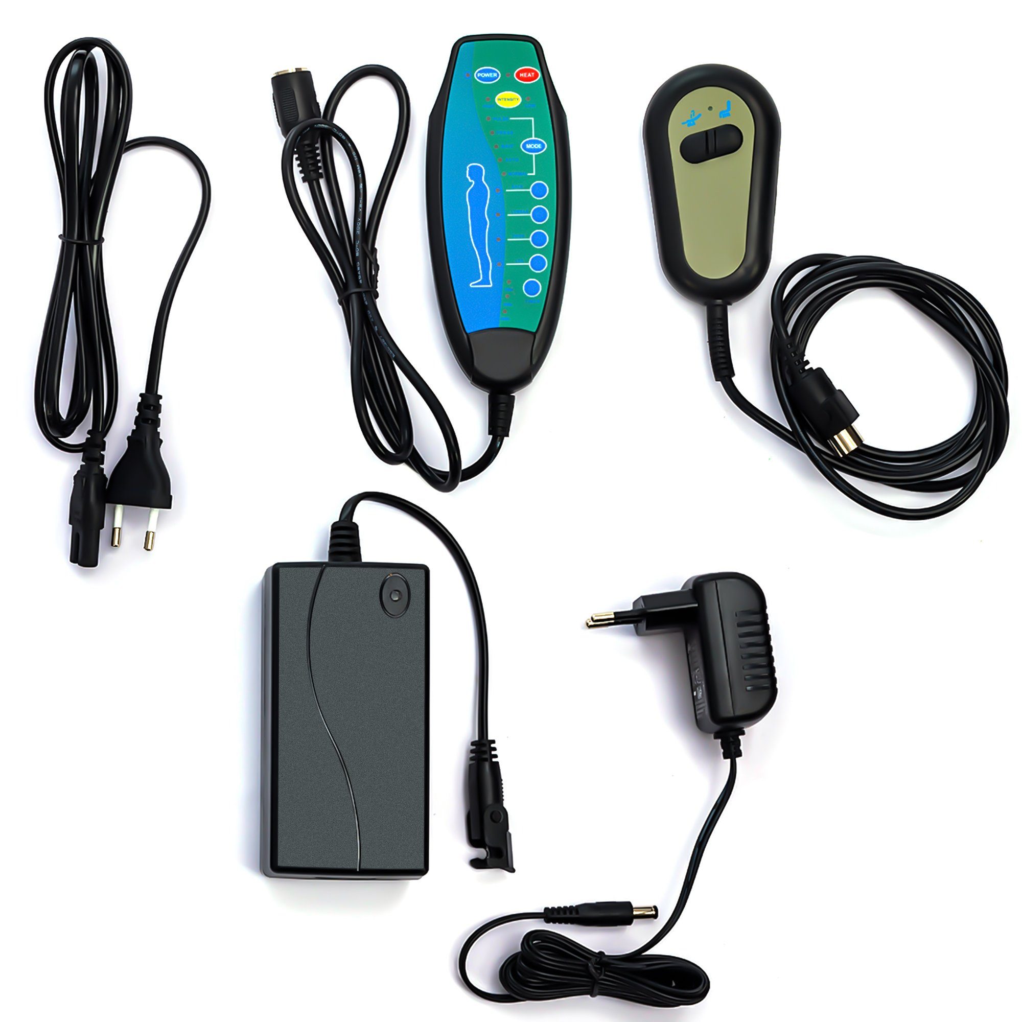 TV-Sessel (Fernsehsessel mit Aufstehhilfe, Schlafsessel, Relaxsessel, Massagesessel, Liegefunktion, Wärmefunktion und Vibrationsmassage), bis zu 150 kg belastbar, Stoff, Braun / Grau