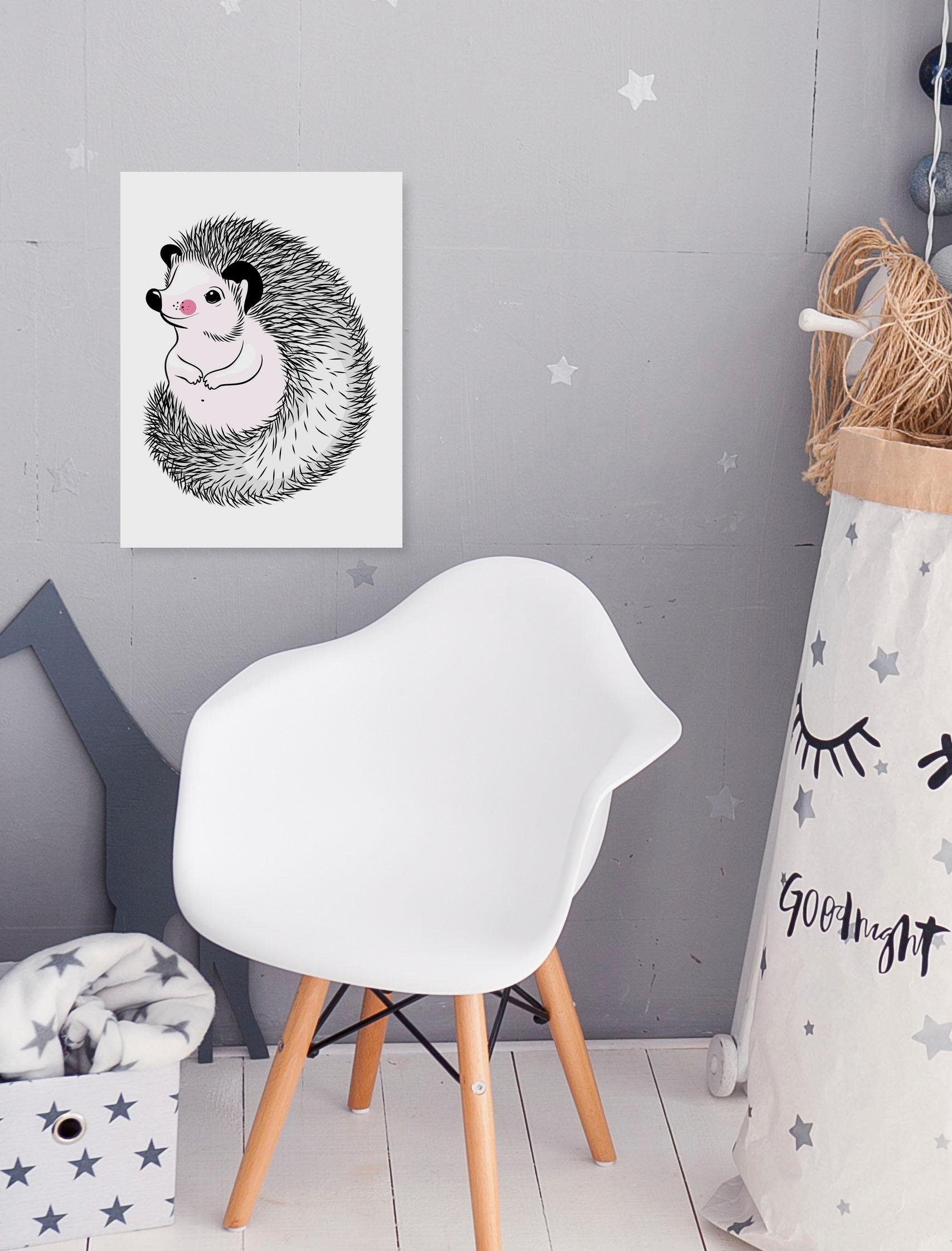 queence Leinwandbild Igel, Kunst, Tiere, Premium-Leinwandstoff, Handarbeit aus Deutschland