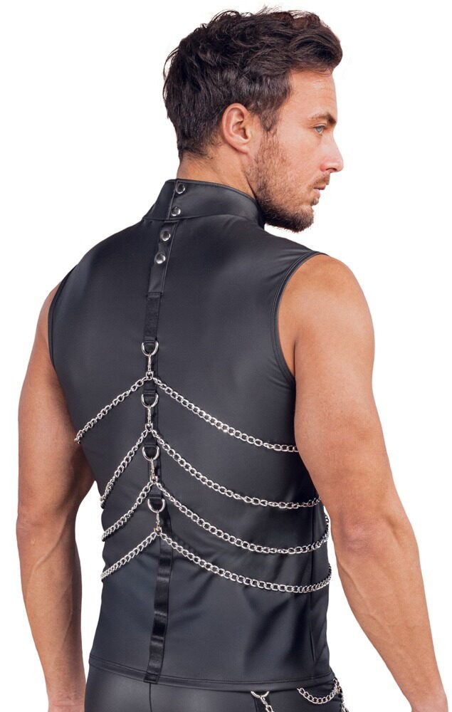 NEK Muskelshirt Ärmelloses Shirt mit Ketten im Mattlook - schwarz (1-tlg) Betonendes ärmelloses Shirt