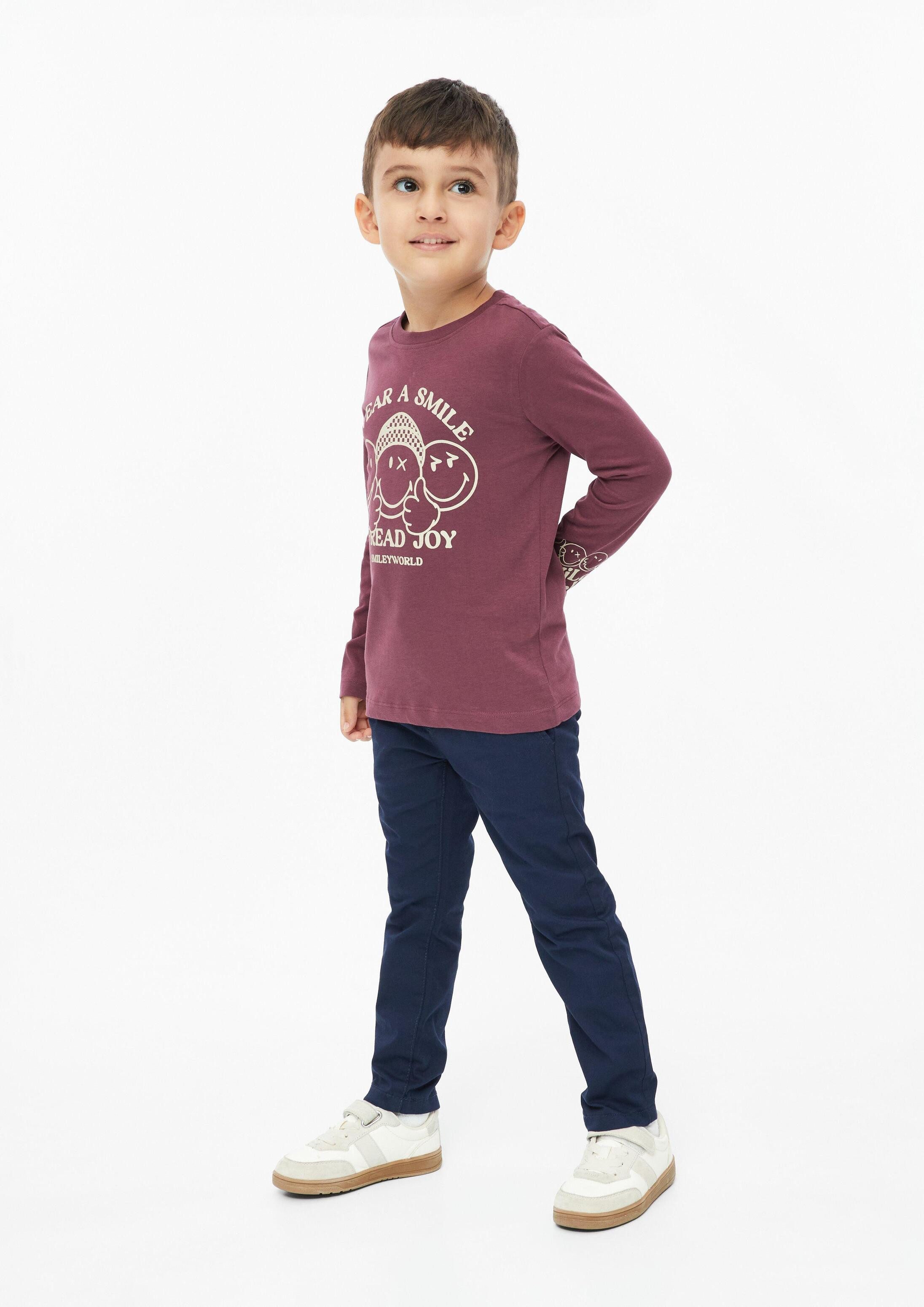 s.Oliver Langarmshirt T-Shirt Smiley® Longsleeve mit Front- und Ärmelprint – Bild 3 von 4