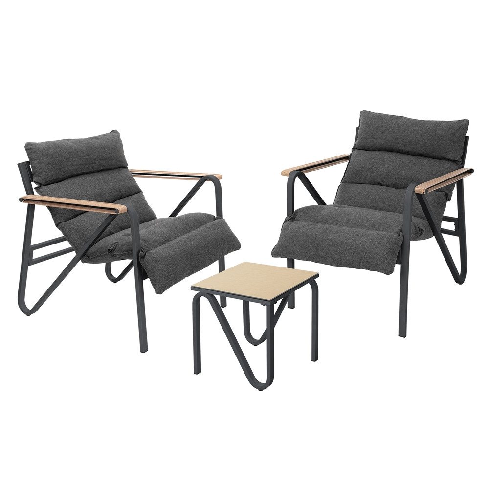 ML-DESIGN Gartenlounge-Set Gartenmöbel Set 3 tlg wetterfest, Terrassenmöbel mit 2 Stühlen & Tisch, Balkonmöbel mit Stahlgestell Sitzgruppe für Garten Terrasse Balkon