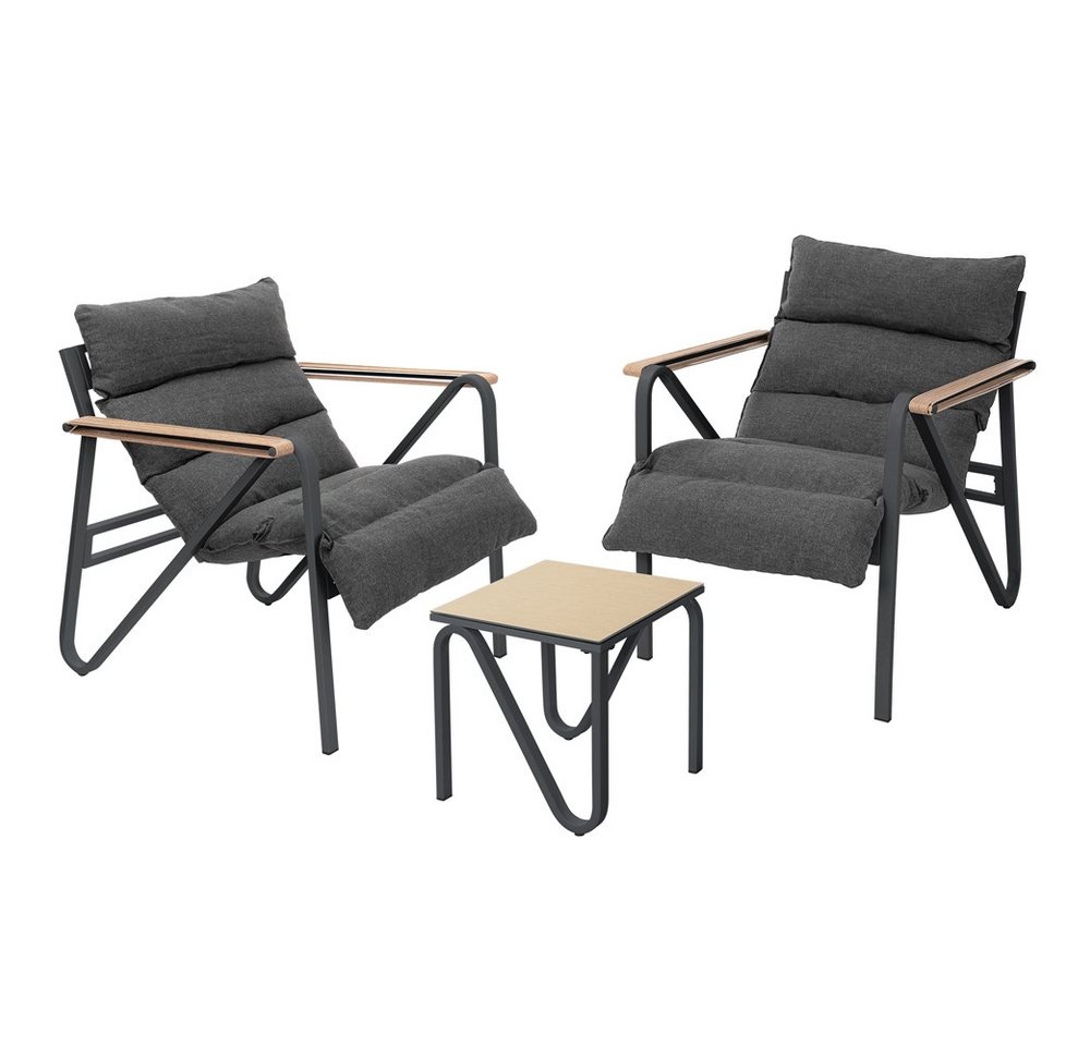 ML-DESIGN Gartenlounge-Set Gartenmöbel Set 3 tlg wetterfest, Terrassenmöbel mit 2 Stühlen & Tisch, Balkonmöbel mit Stahlgestell Sitzgruppe für Garten Terrasse Balkon