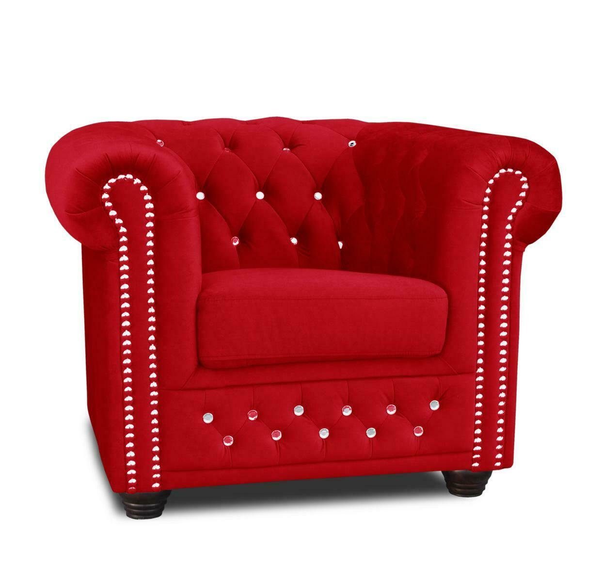 JVmoebel Sessel, Rot Modern Sessel Design Neu Chesterfield Textil Fernseh Stoff Sitzer 1 Polster