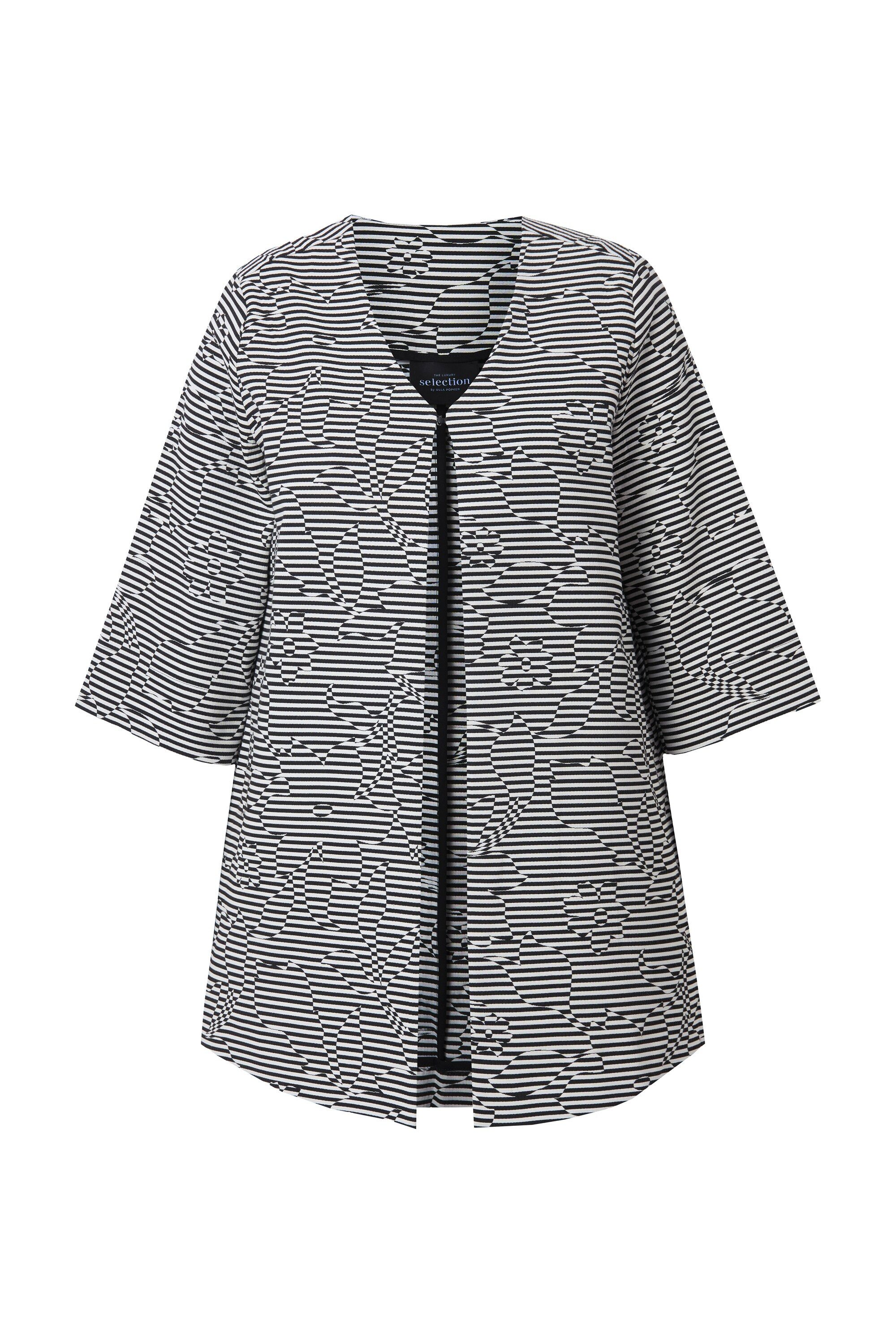 Ulla Popken Sommerjacke Jacke Streifen V-Ausschnitt günstig online kaufen
