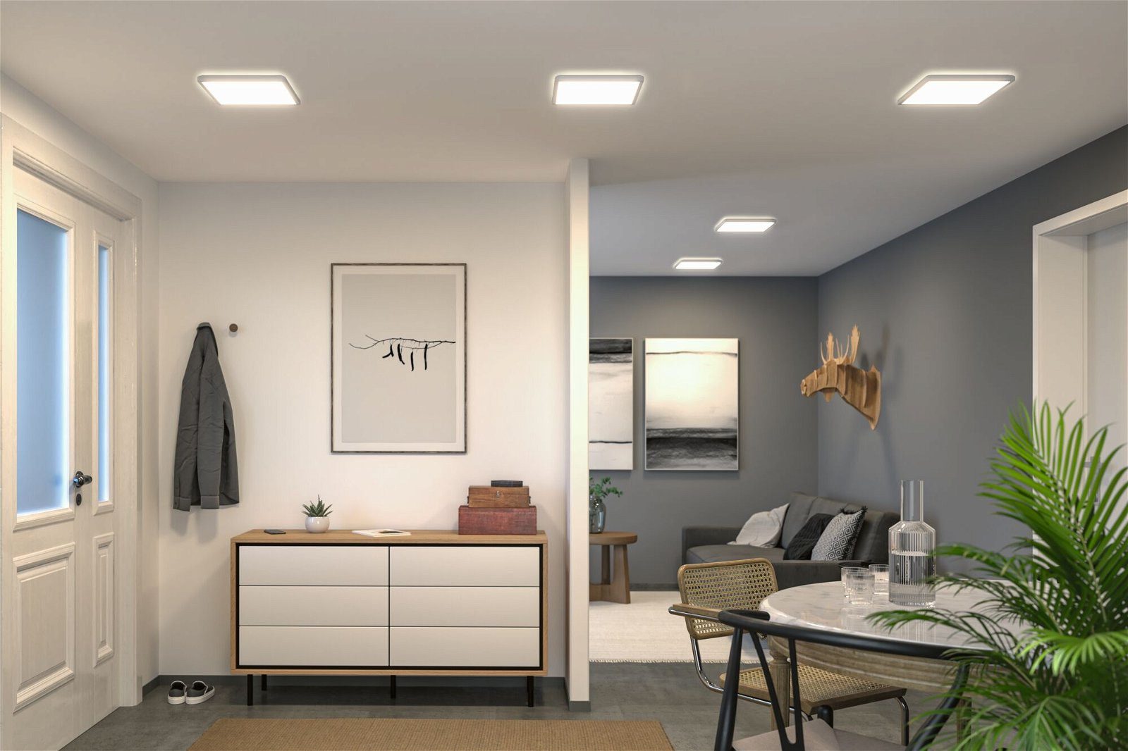 Paulmann LED Panel Atria Shine 3000K IP44 eckig, LED fest integriert, Warmweiß, Backlight