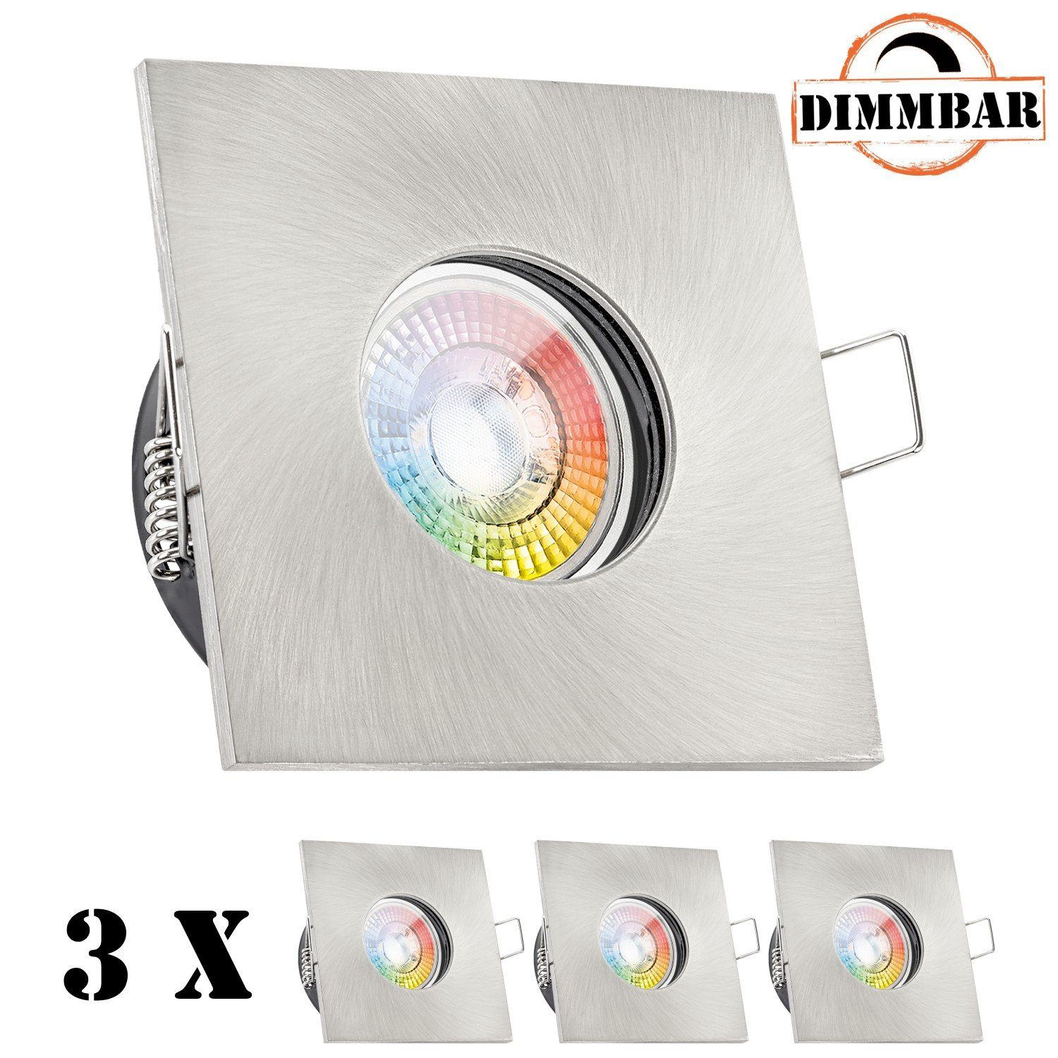 Einbaustrahler Set Einbaustrahler gebürstet LED flach extra LED silber mi IP65 in LEDANDO 3er RGB