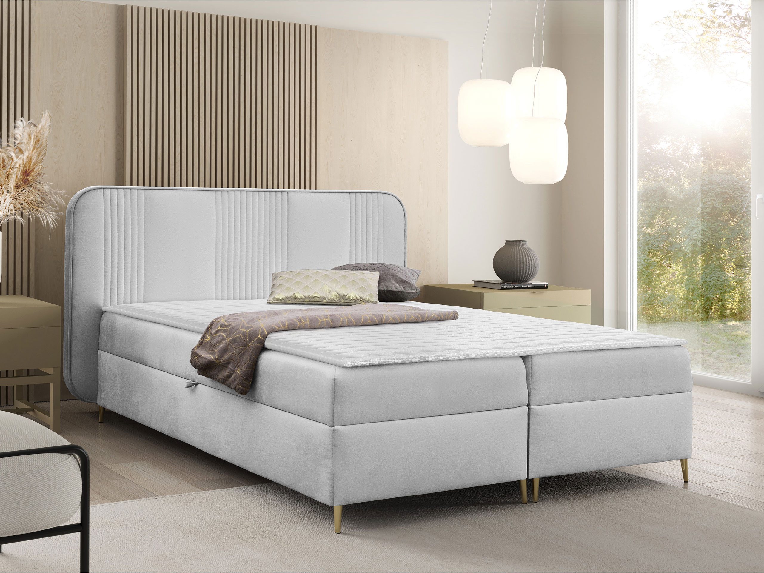 MIRJAN24 Boxspringbett Fandy (mit zwei Bettkästen), Metallfüße, Bonellfederkern H3