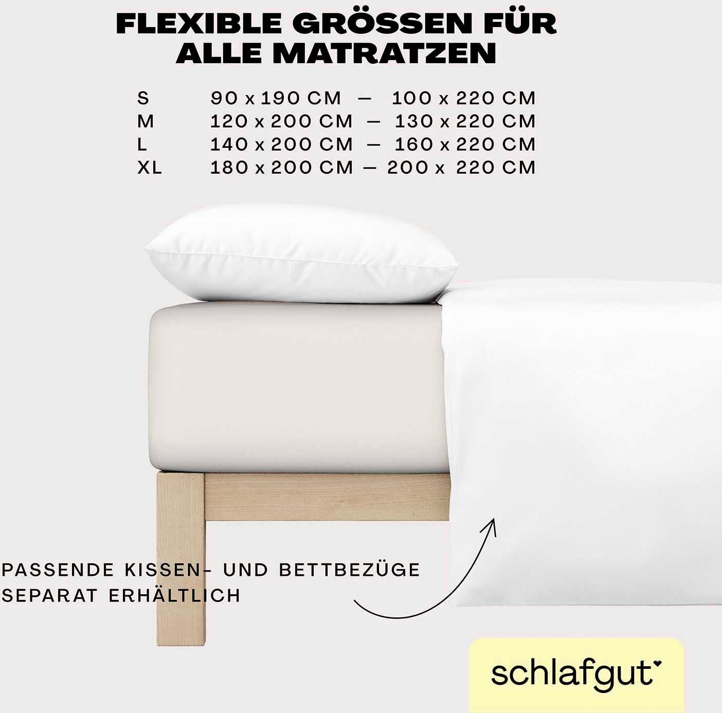 Schlafgut Spannbettlaken EASY JERSEY ELASTHAN Bettlaken, 170 g/m², 95% Baumwolle, 5% Elasthan, Jersey, Gummizug: rundum, (1 Stück), Spannbettlaken bis 30 cm Höh – Bild 3 von 5